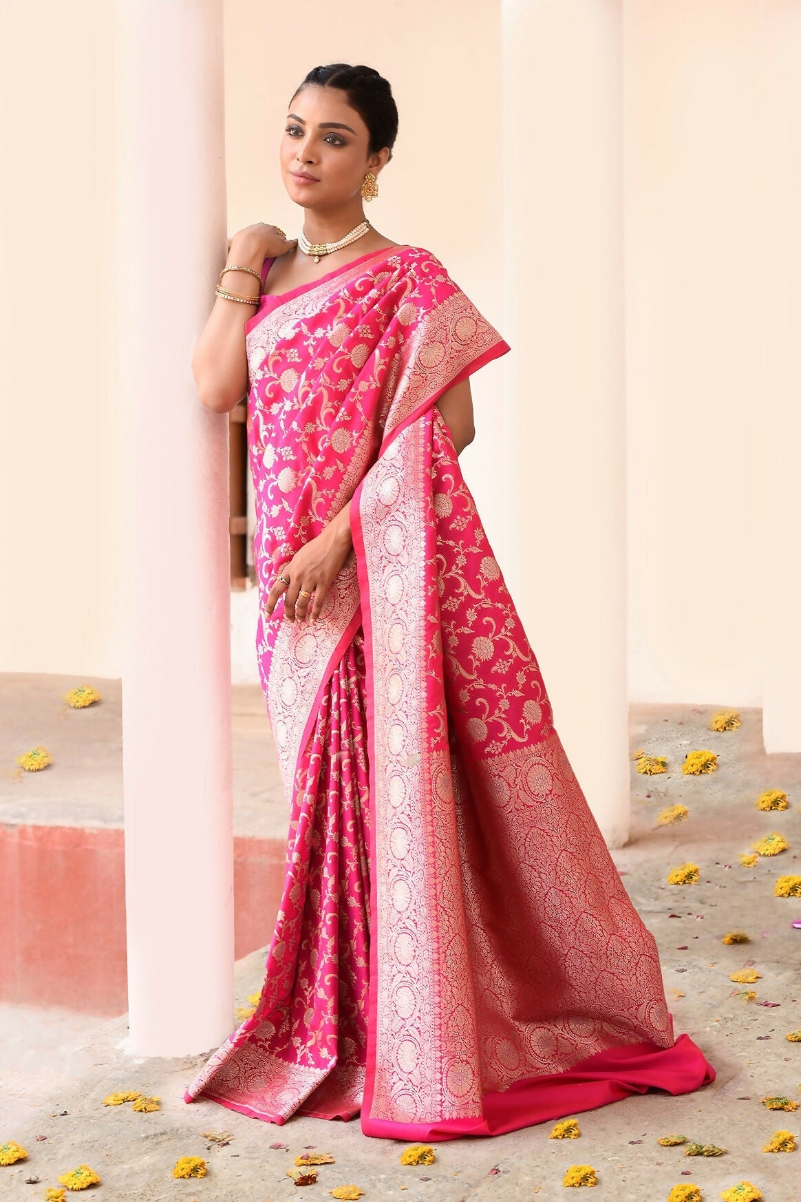 Joban Fashion Hot Pink Soft Pure Handloom Banarasi Silk Saree | Swadesiicart