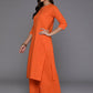 Ahalyaa Women's Traditional wear Kurta Set - Orange | Swadesiicart