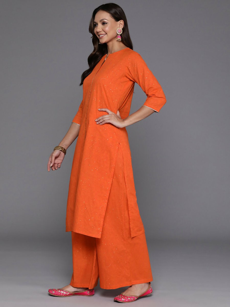 Ahalyaa Women's Traditional wear Kurta Set - Orange | Swadesiicart