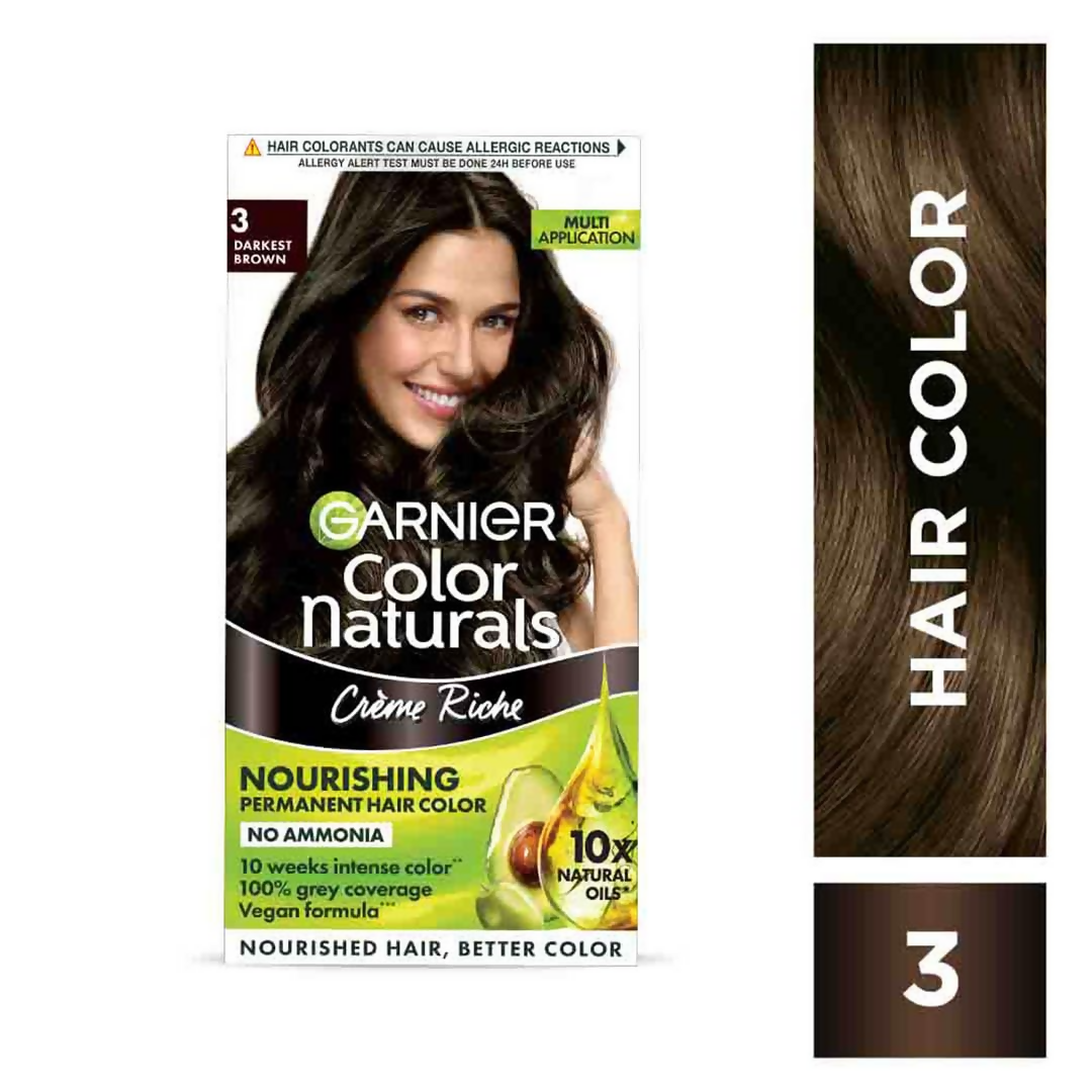 Garnier Color Naturals Creme Riche Hair Color - Shade 3 Darkest Brown - Swadesiicart