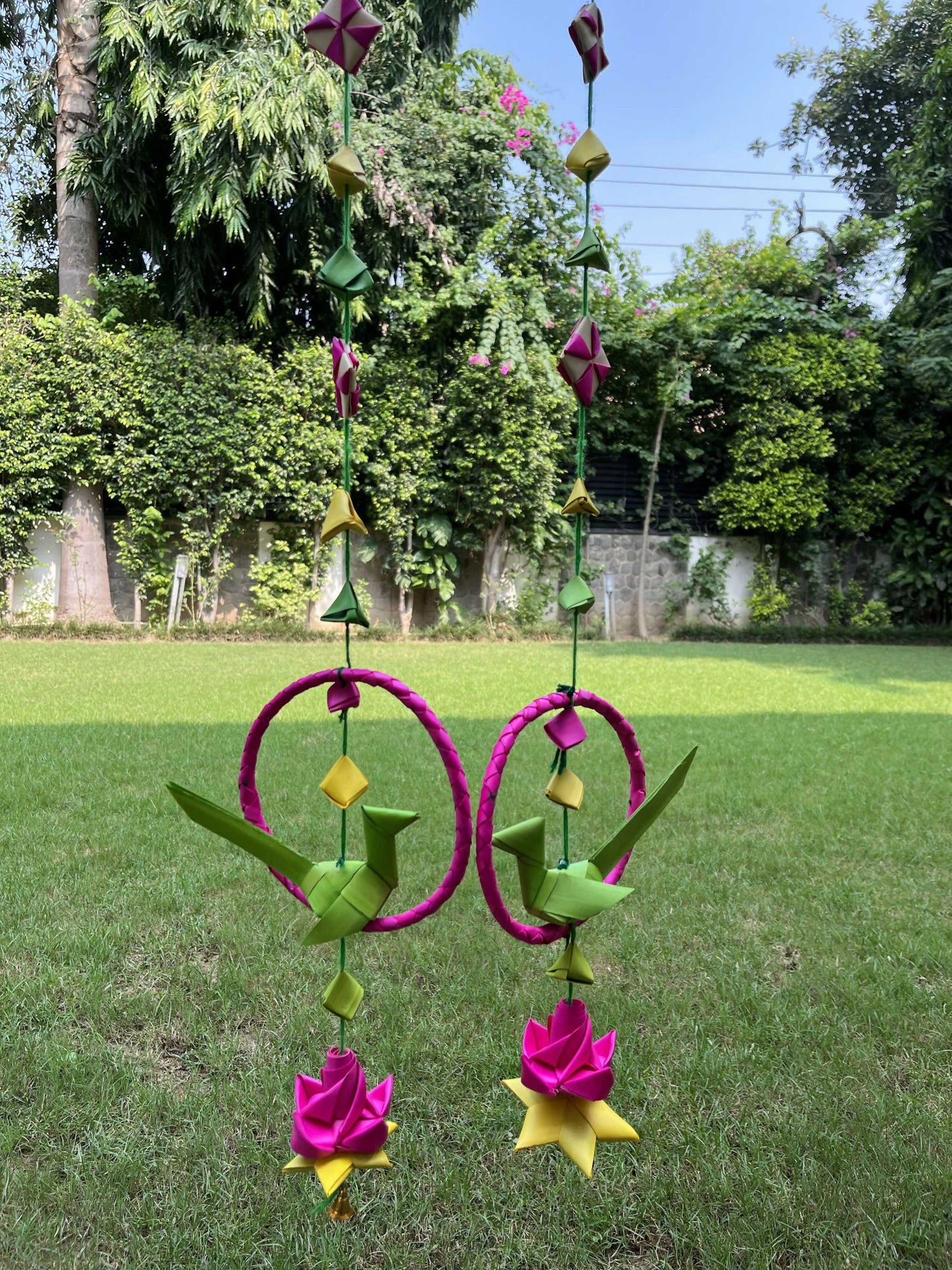Shuddh Natural Hand Made Palm Leaf Parrot in Ring Hanging | Swadesiicart
