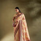 Joban Fashion Cream & Light Pink Plain With Weaving Border Banarasi Silk Sarees | Swadesiicart