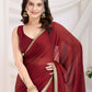 Maroon Rangoli Silk Solid, Lace Border Ready To Wear Saree - Kashvi | Swadesiicart