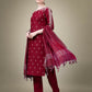 Jyoti Fashion Women's Maroon Cotton Blend Embroidery & Sequence work Kurta with Trouser & Dupatta | Swadesiicart