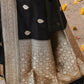 Joban Fashion Black Pure Katan Pure Handloom Banarasi Silk Saree | Swadesiicart
