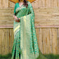 Partywear Designer Green Banarasi Silk Fancy Saree - Starwalk | Swadesiicart