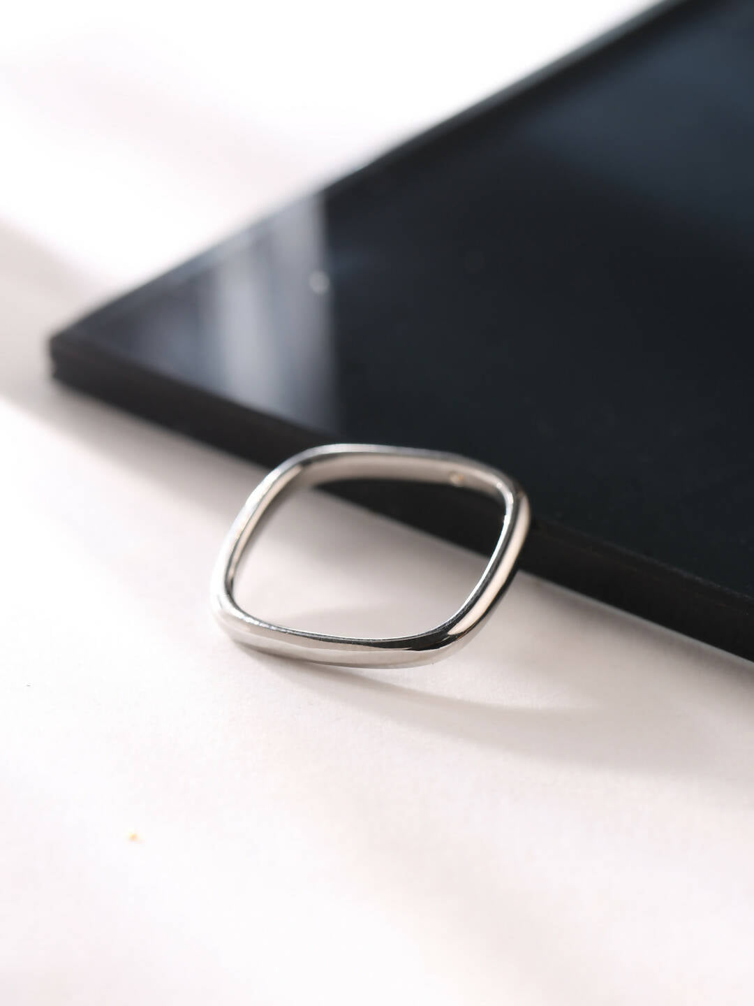 NVR Women's Silver-Plated Rectangular Stylish Ring - NR Retail-NVR