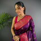 Joban Fashion Banarasi Purple Woven Butti Soft Silk Saree | Swadesiicart