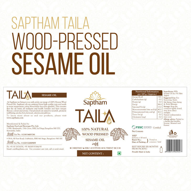 Saptham Taila Sesame Oil - Swadesiicart