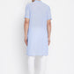Even Apparels Blue Pure Cotton Men's H/S Kurta With Band Collar | Swadesiicart