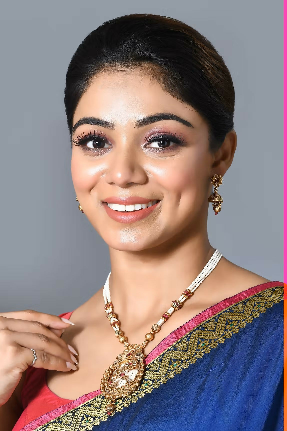 Joban Fashion Women Golden White Ruby Pendant Set With Earrings - Swadesiicart