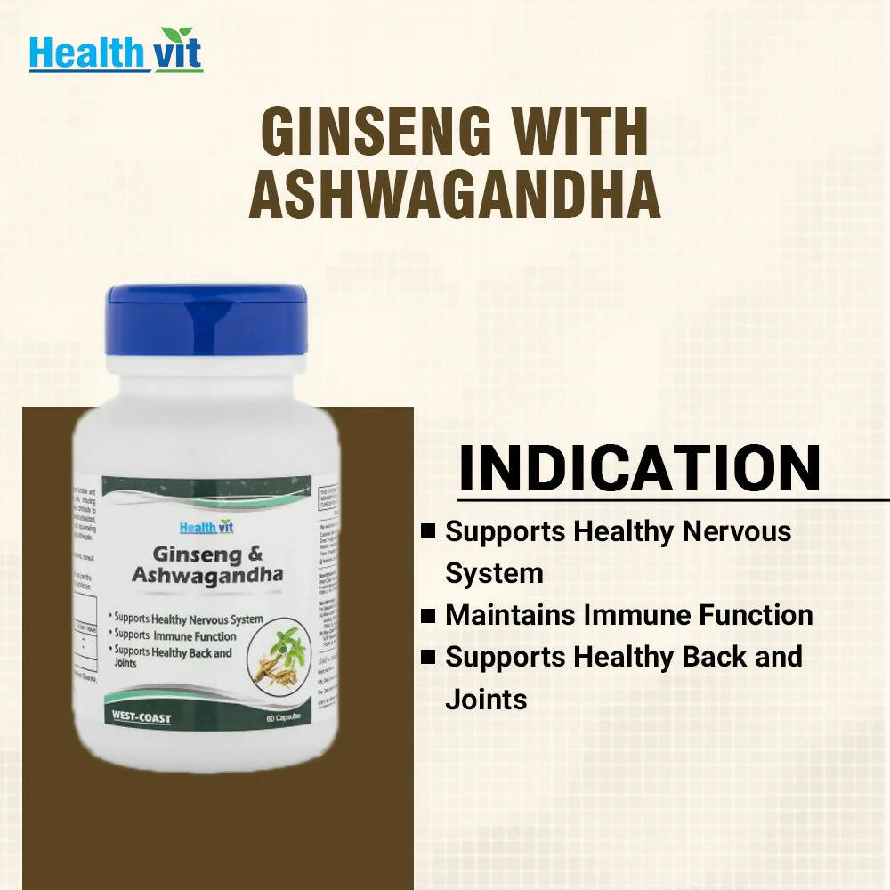 Healthvit Ginseng & Ashwagandha Capsules | Swadesiicart