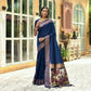 Vishnu Weaves Women's Blue Cotton Silk Zari Woven Butta Work Saree with Blouse - Swadesiicart