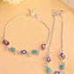 VOJ Set of 2 Silver Plated Designer Multi Color Anklet - Swadesiicart