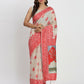 Shree Shyam Fashion Linen Cotton Cream & Red Saree