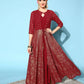 Ahalyaa Women Beautiful Maroon Crepe Brocade Ethnic Dress | Swadesiicart