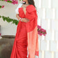 Beatitude Red Cotton Ghicha Pallu Saree