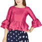 Aastha Fashion Women's Pink Art Silk Bell Sleeves attire with Poly Cotton Lining Blouse