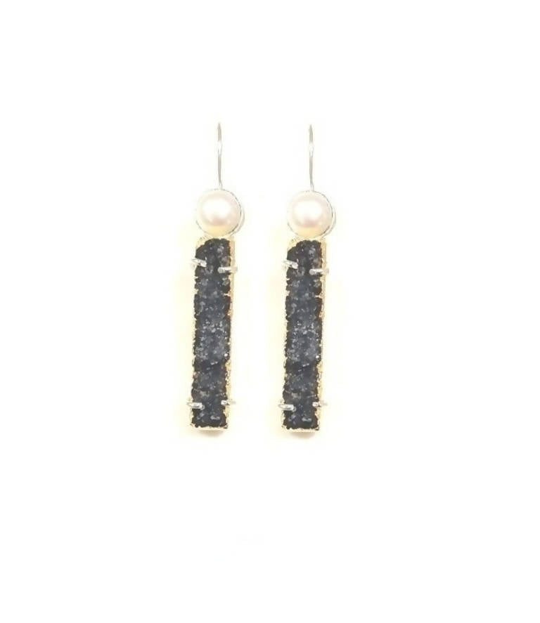 Bling Accessories Aqua Blue Natural Stone Druzy Earrings | Swadesiicart