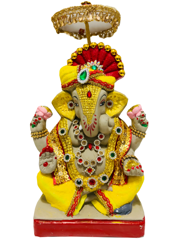 Eco-Friendly Ganesh Idols (Non-Toxic Colors) With Chatri, Akshat & Kumkum | Swadesiicart