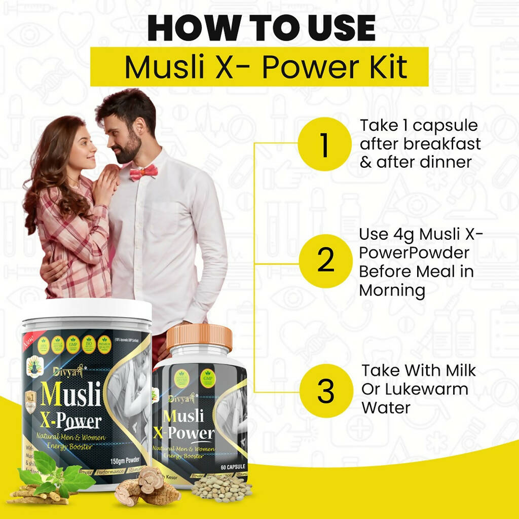 Divya Shree Musli X-Power Capsule, Powder Combo - Swadesiicart
