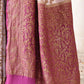 Joban Fashion Pastel Lilac Crepe Chiffon Pure Handloom Banarasi Silk Saree | Swadesiicart