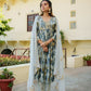Vaasva Women SkyBlue Muslin Embroidered Kurta,Pant & Dupatta Set | Swadesiicart
