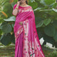 Vishnu Weaves Women's Pink Paithani Silk Minakari Zari Woven Saree with Unstitched Blouse - Swadesiicart