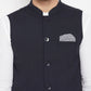 Even Apparels Navy Merino Men's Nehru Jacket-Contrast Lining-Inbuilt Pocket Square | Swadesiicart