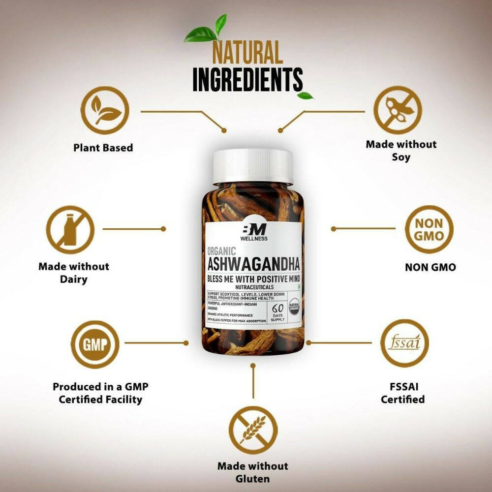 BM Wellness Ashwagandha Organic 800 mg Tablets | Swadesiicart