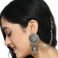 Mominos Fashion Johar Kamal Trendy Oxidized Silver Plated Bahubali Jhumkas - Swadesiicart