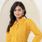 Kaajh Women's Yellow Zigzag Print Cotton Co-ord Set - Swadesiicart