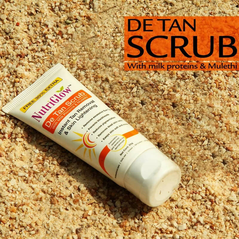 NutriGlow De Tan Scrub With Milk Protein & Mulethi - Swadesiicart