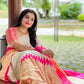 DEIANA'S Beautiful Designer Golden zari Soft Lichi Silk Saree - White - Swadesiicart