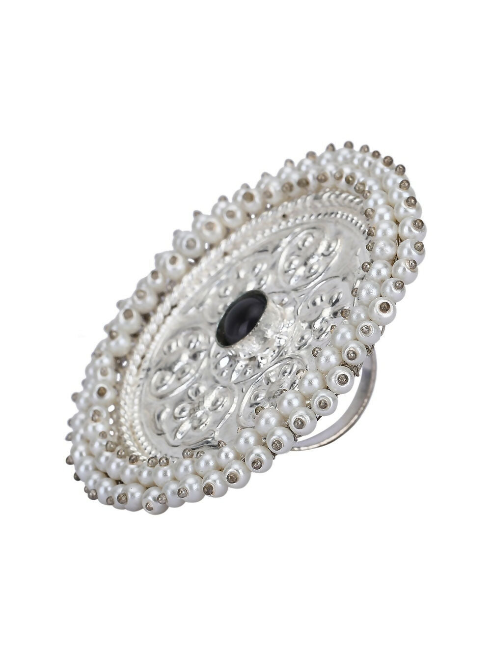 Joban Fashion Women Round Shape Silver Tone Ring | Swadesiicart