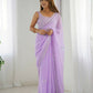 Attractive Looking Georgette Thread, Sequance Embroidery Work Party Wear Saree - Lavender