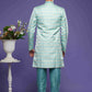 Raivat Ethnic Banarasi Jacquard Embroidery Semi Indo Western Sherwani In Sky Blue Colour | Swadesiicart