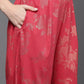 Ahalyaa Women Floral Printed Tunic with Palazzos - Red Color | Swadesiicart
