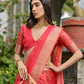 Vishnu Weaves Women's Gajri Soft Tissue Silk Zari Woven Saree with Blouse - Swadesiicart