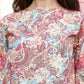 Red Rayon Floral Printed Top with Matching Bottom - Eesha - Swadesiicart
