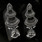 NVR Women Silver Toned Contemporary Jhumka Earrings | Swadesiicart