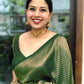 DEIANA'S Beautiful Designer Golden zari Soft Lichi Silk Saree - Green - Swadesiicart