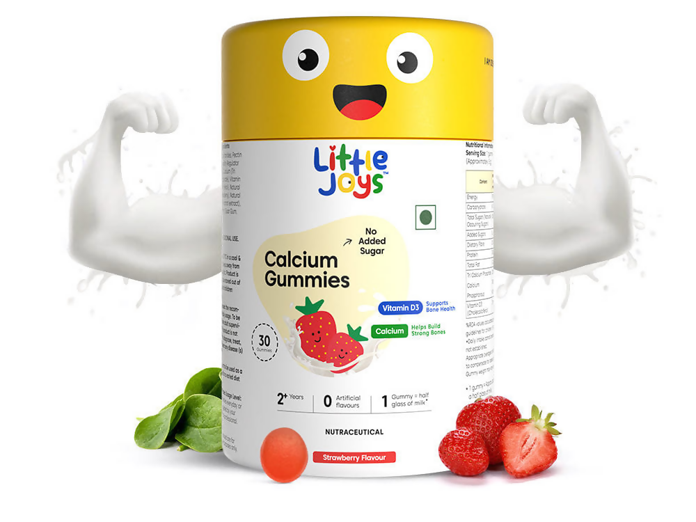 Little Joys Calcium & Vitamin D Gummies For Kids (2+ years) With Strawberry Flavour - Swadesiicart
