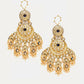 Ruby Raang 22k Gold Polished Kundan Chand Earrings With Ear Chains | Swadesiicart