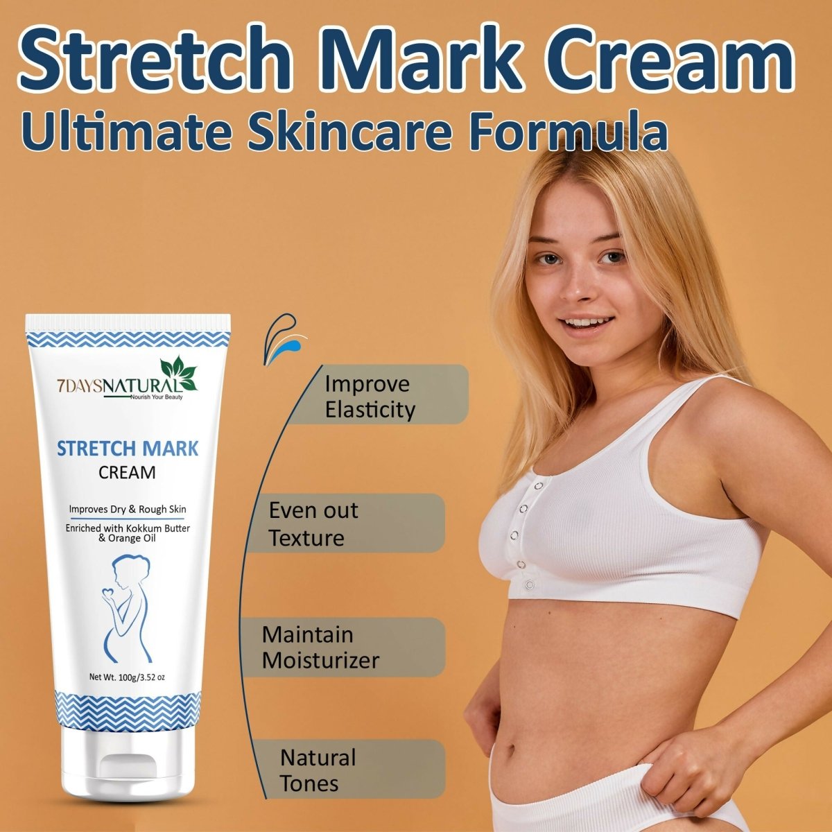 7 Days Natural Stretch Marks Scar Removal Cream Oil - Swadesiicart