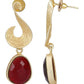 Joban Fashion Women Red Stone Matte Gold Earrings | Swadesiicart