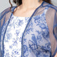Ahalyaa Women Blue Crepe Printed Top with Skirt with Net Overlay | Swadesiicart