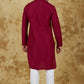 Bluesaanchi Men's Handloom Embroidered Crimson Kurta Set | Swadesiicart