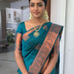 DEIANA'S Beautiful Designer Golden zari Soft Lichi Silk Saree - Blue - Swadesiicart