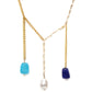 Long Pearl and Gold Chain Neckpiece (Gold) - Ruby Raang | Swadesiicart